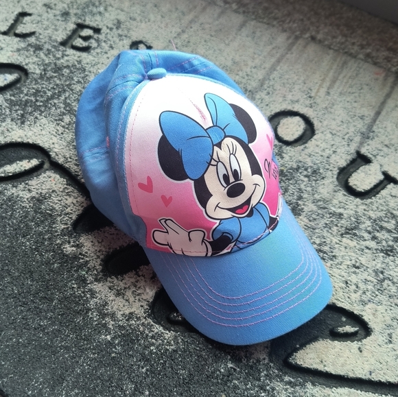 Girls Minnie Mouse Baseball Hat Blue Pink Cap Adjustable Strap Disney - Picture 1 of 8